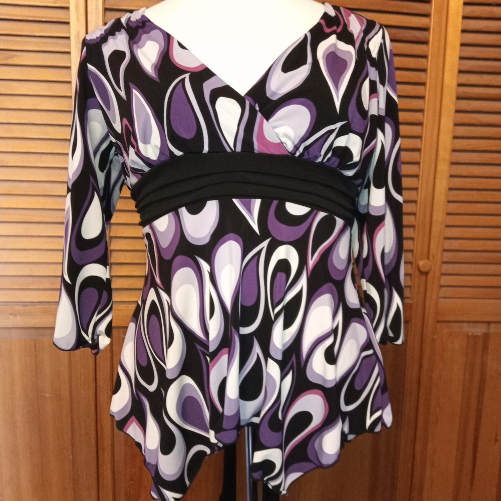 purple an White Paisley Blouse
